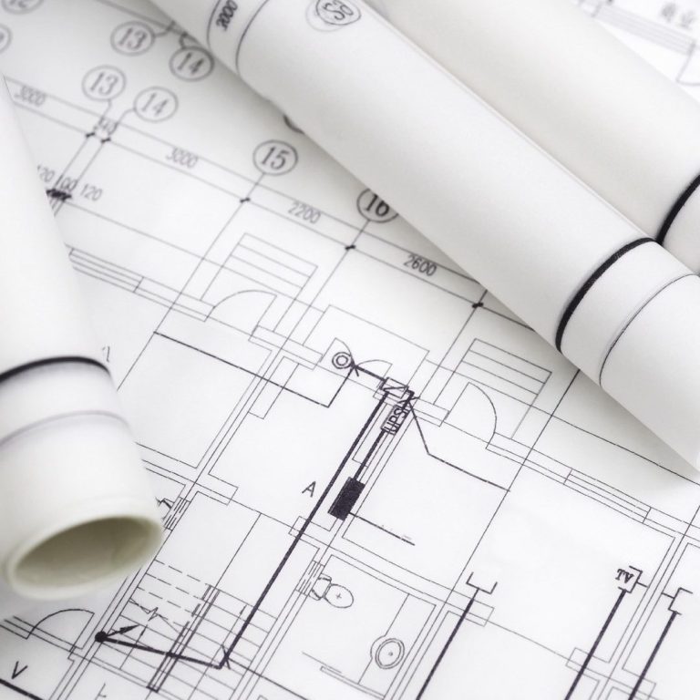 Plannen Rolte tekeningen en plannen op een plattegrond.